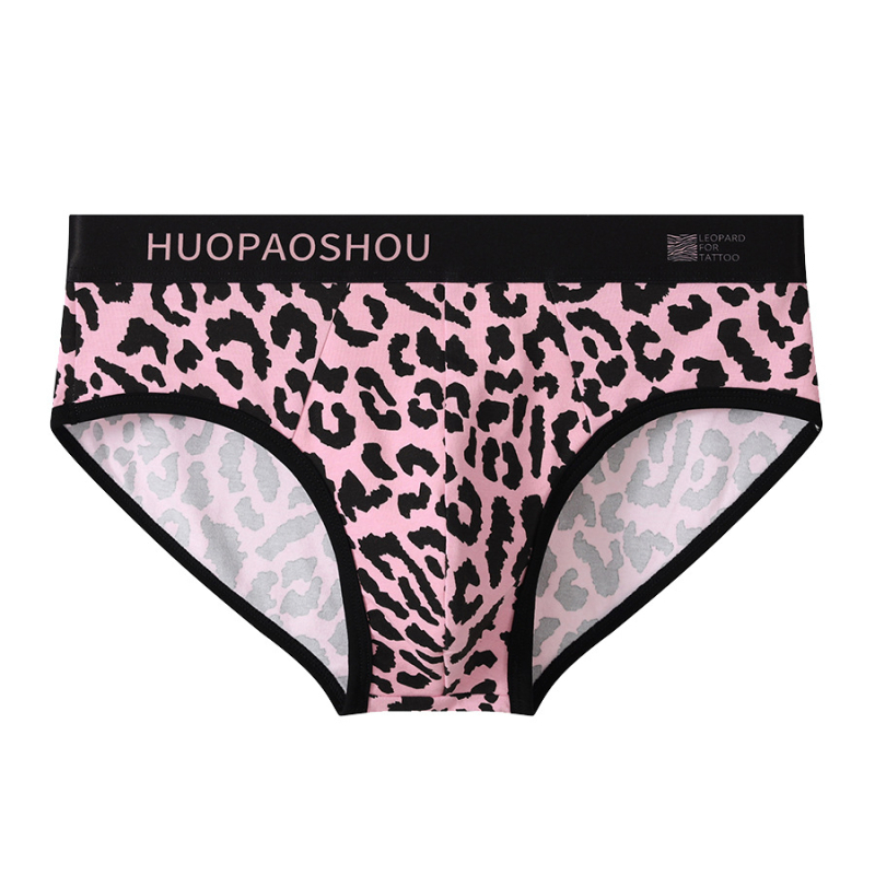 Muške gaćice s leopard uzorkom od pamuka, prozračan, pleteni materijal, srednji pojas