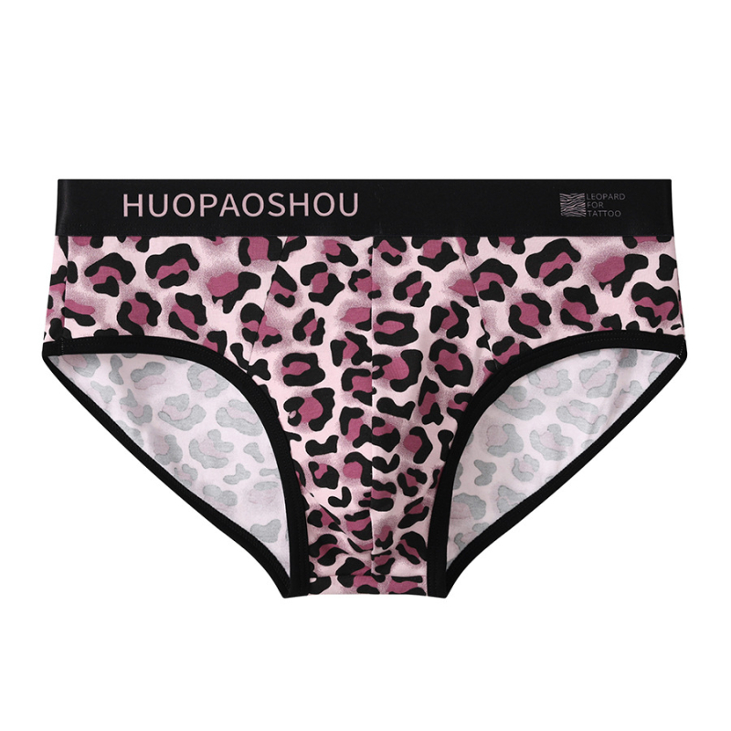 Muške gaćice s leopard uzorkom od pamuka, prozračan, pleteni materijal, srednji pojas