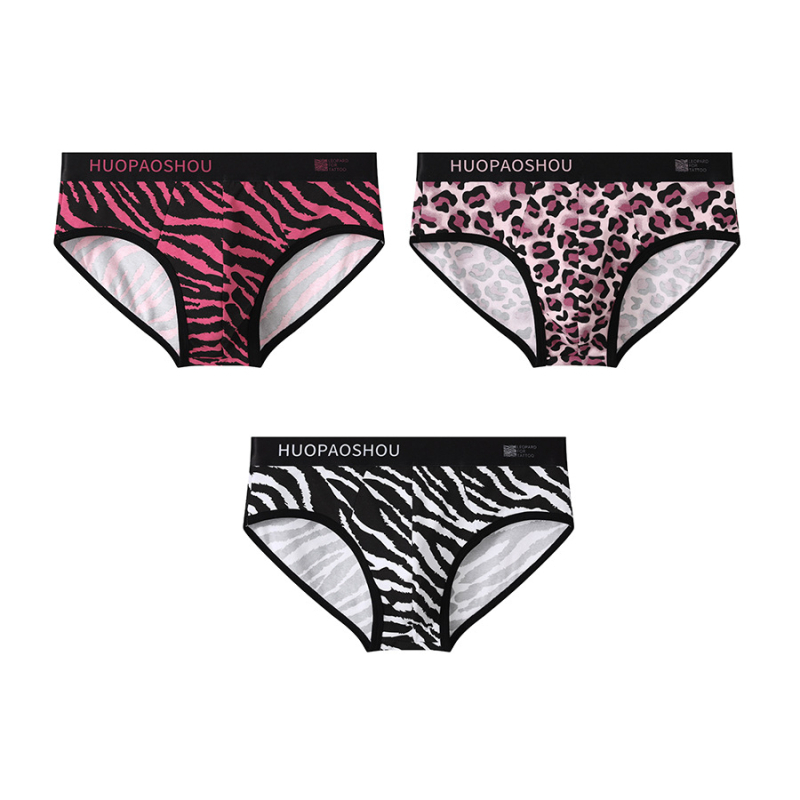 Muške gaćice s leopard uzorkom od pamuka, prozračan, pleteni materijal, srednji pojas