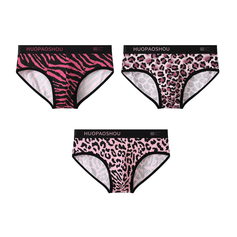 Muške gaćice s leopard uzorkom od pamuka, prozračan, pleteni materijal, srednji pojas