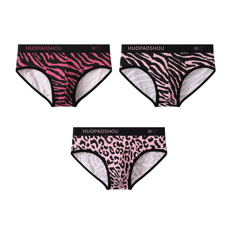 Muške gaćice s leopard uzorkom od pamuka, prozračan, pleteni materijal, srednji pojas