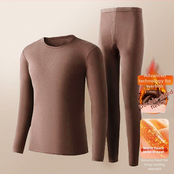 Vyrų terminis apatinių komplektas iš Derong audinio, dviejų pusčių velūras, 97% poliesteris, pamušalas poliesteris, 181–200 g/m², stiprus šildymas