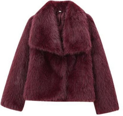 Corduroy ženski gornji komad s krznom od kunića, veliki ovratnik, opušten kratki kroj (Rabbit Fur <30%)