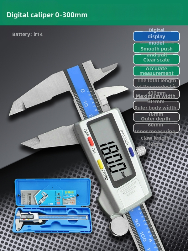 Верниер калипер с цифров дисплей - високопрецизен, неръждаема стомана, индустриален клас, измерване на височина и дълбочина