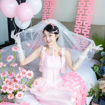 Menyasszonyi fotózáshoz – hosszú sáv dupla boldogság szimbólummal, filc anyagú, Xiyouji márka, kategória Boldog szó, nem importált