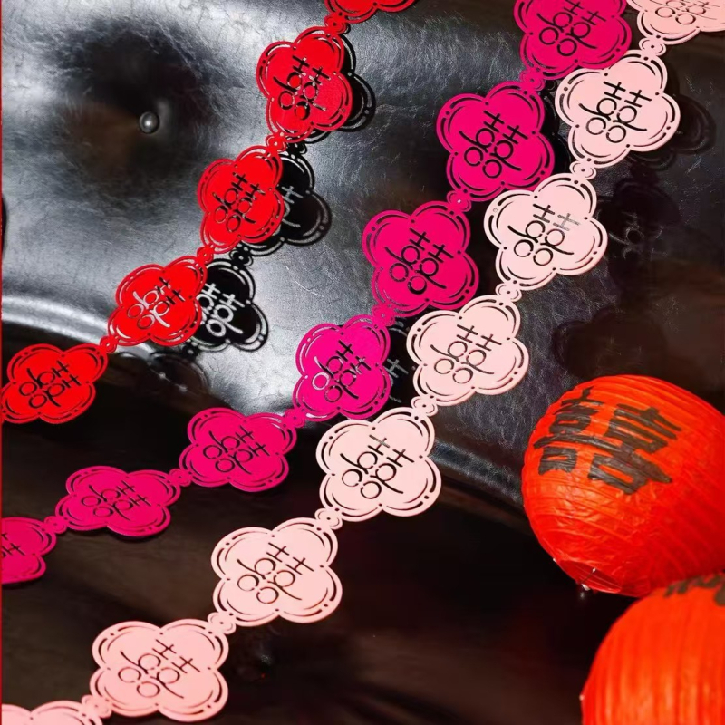 Menyasszonyi fotózáshoz – hosszú sáv dupla boldogság szimbólummal, filc anyagú, Xiyouji márka, kategória Boldog szó, nem importált