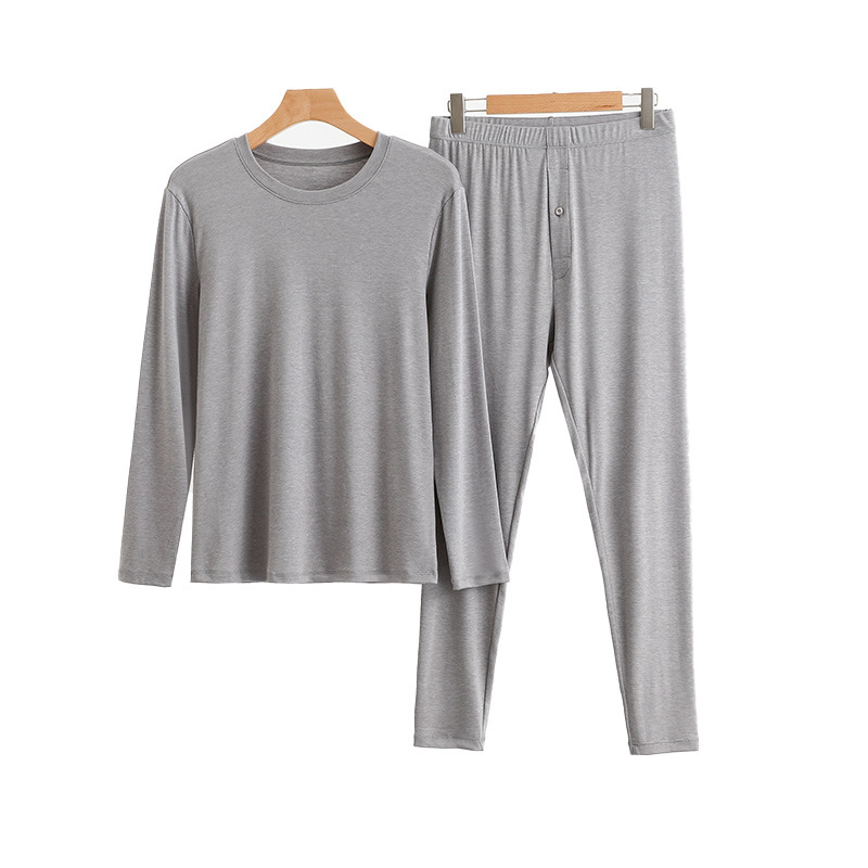 Férfiaknak gyapjú termikus alsóruha garnitúra: felső és nadrág, vastag anyag 201–250 g/m², velúr bélés, kerek nyakú, hosszú ujjú