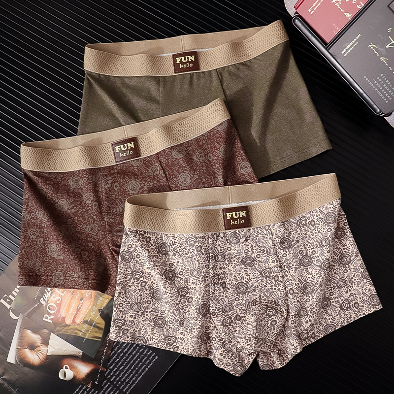 Boxeri bărbați din bumbac cu imprimeu vintage cu trandafiri – respirabili, uscare rapidă, talie medie, 95–100% bumbac