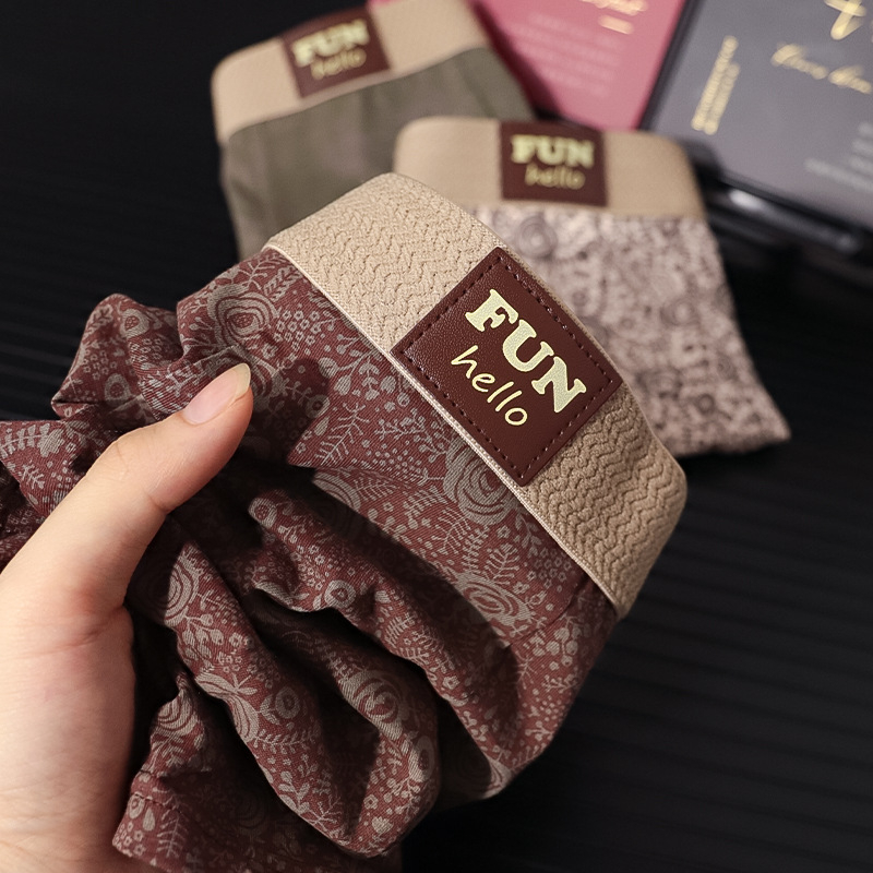 Boxeri bărbați din bumbac cu imprimeu vintage cu trandafiri – respirabili, uscare rapidă, talie medie, 95–100% bumbac