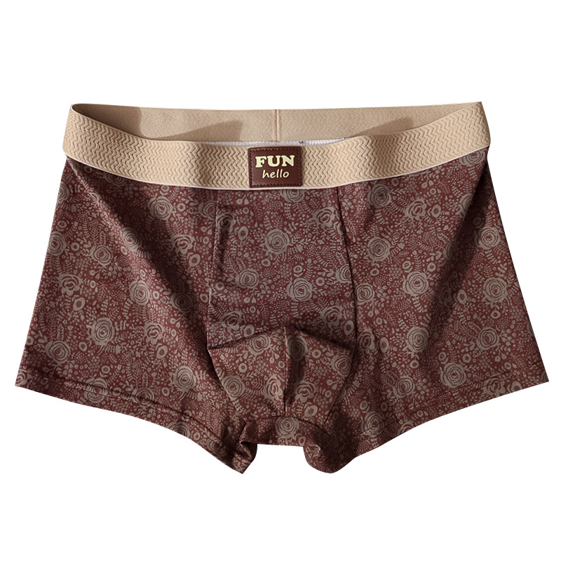 Boxeri bărbați din bumbac cu imprimeu vintage cu trandafiri – respirabili, uscare rapidă, talie medie, 95–100% bumbac