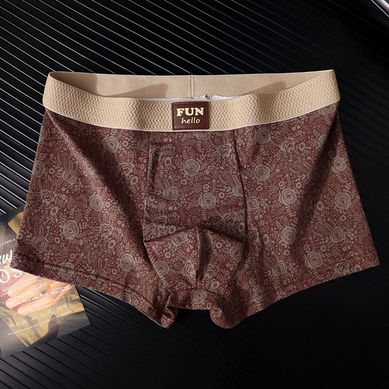 Boxeri bărbați din bumbac cu imprimeu vintage cu trandafiri – respirabili, uscare rapidă, talie medie, 95–100% bumbac