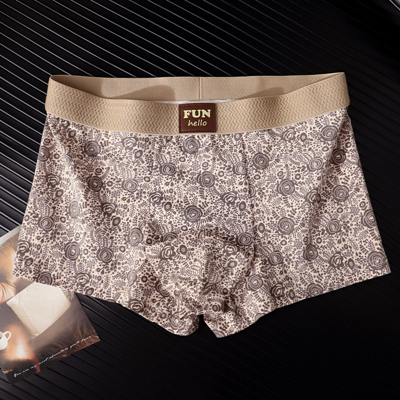 Boxeri bărbați din bumbac cu imprimeu vintage cu trandafiri – respirabili, uscare rapidă, talie medie, 95–100% bumbac