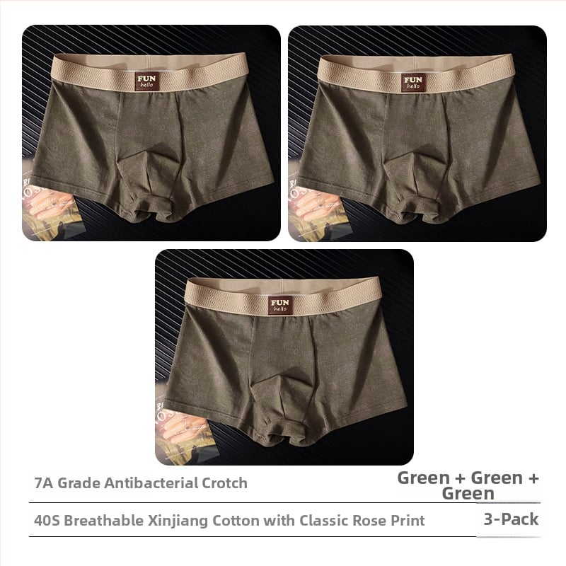 Boxeri bărbați din bumbac cu imprimeu vintage cu trandafiri – respirabili, uscare rapidă, talie medie, 95–100% bumbac