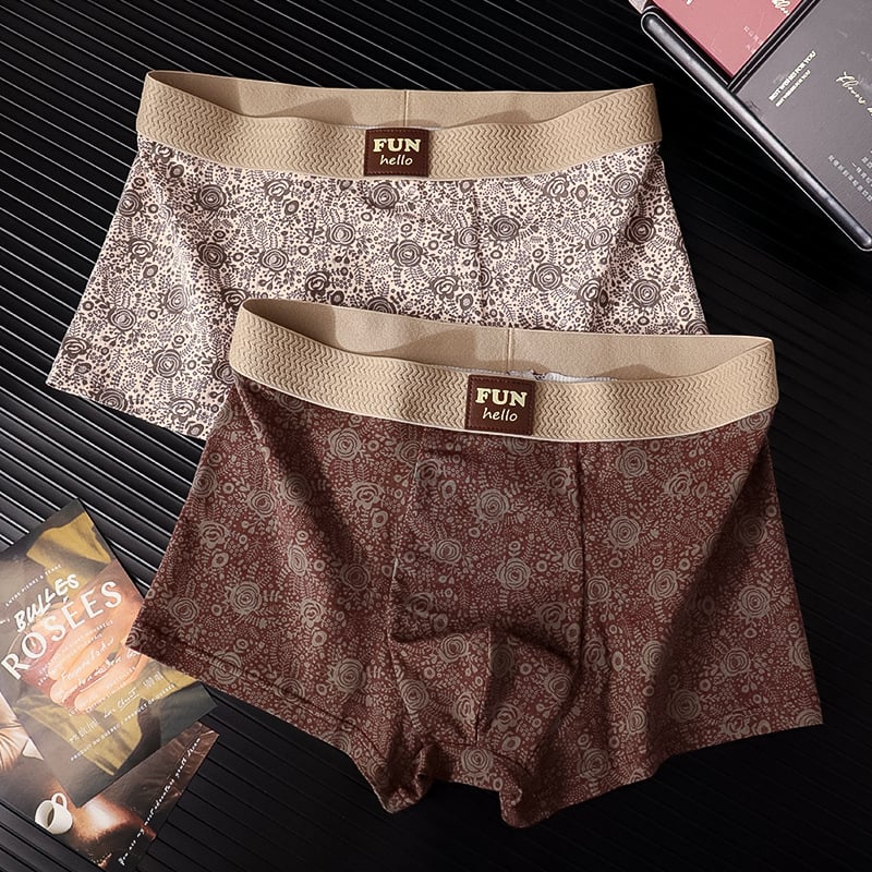 Boxeri bărbați din bumbac cu imprimeu vintage cu trandafiri – respirabili, uscare rapidă, talie medie, 95–100% bumbac