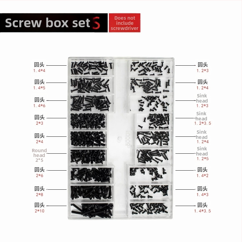 Sada mikro skrutiek na hodinky, rámy na okuliare a notebooky — uhlíková oceľ, Gb834 štandard