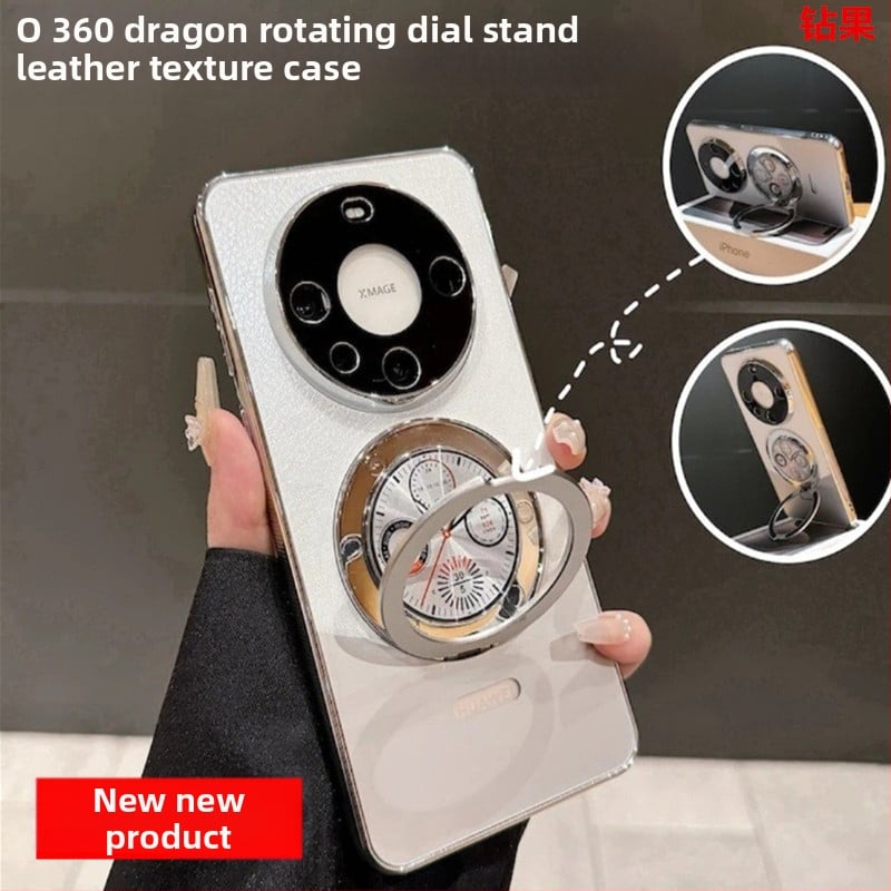 Huawei Mate60Pro viedtālruņa korpuss ar magnētisko atbalstu — ādas tekstūra, elektroplakēta virsma, izturīgs pret kritieniem, pielāgojams