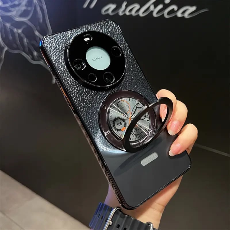 Huawei Mate60Pro viedtālruņa korpuss ar magnētisko atbalstu — ādas tekstūra, elektroplakēta virsma, izturīgs pret kritieniem, pielāgojams