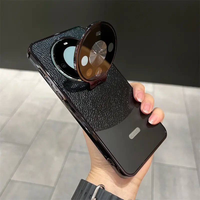 Huawei Mate60Pro viedtālruņa korpuss ar magnētisko atbalstu — ādas tekstūra, elektroplakēta virsma, izturīgs pret kritieniem, pielāgojams