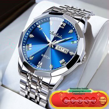 Vīriešu automātiska mehāniskā pulksteņa ar Seagull kustību, kalendārs, nerūsējošā tērauda korpuss, 42 mm ciparnīcas diametrs, safīra kristāls