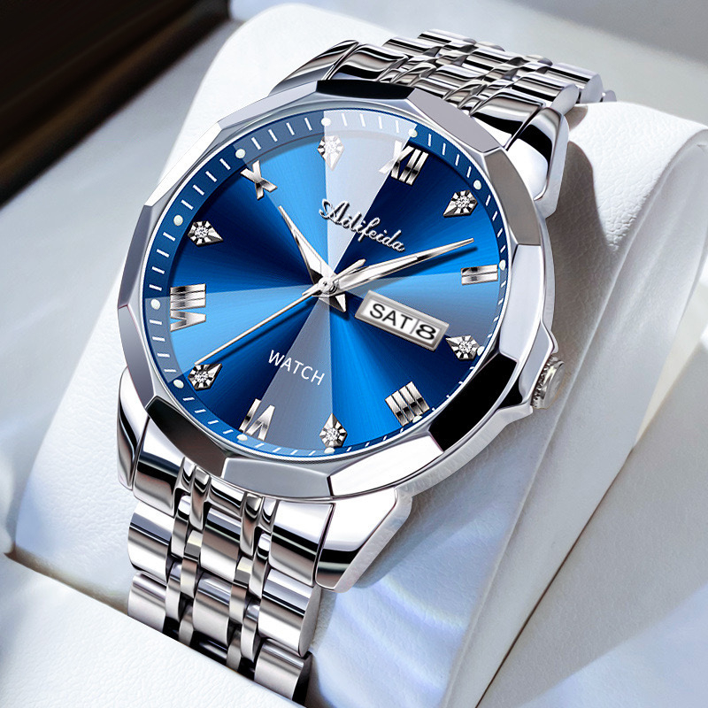 Vīriešu automātiska mehāniskā pulksteņa ar Seagull kustību, kalendārs, nerūsējošā tērauda korpuss, 42 mm ciparnīcas diametrs, safīra kristāls