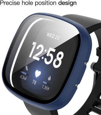 Fitbit Versa 3/4 apsauginis dėklas su integruota temperuota plėvele ir matinė PC