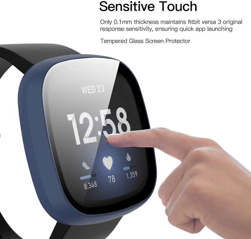 Fitbit Versa 3/4 apsauginis dėklas su integruota temperuota plėvele ir matinė PC