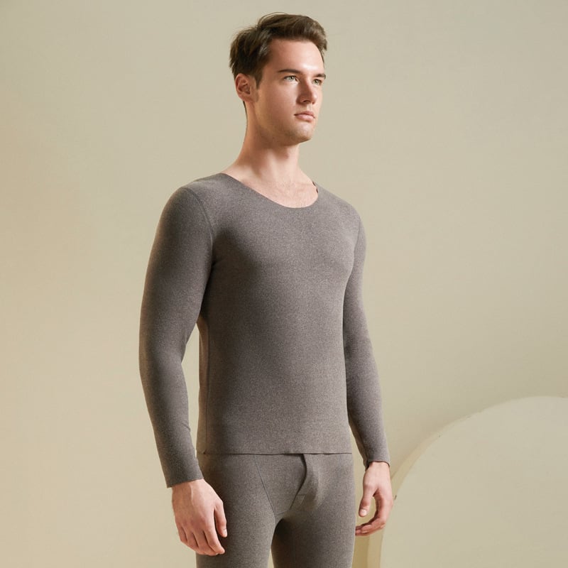 Bezšivni termalni set donjeg i gornjeg od mulberry silk, debeo, unisex, okrugli vrat, dugi rukavi