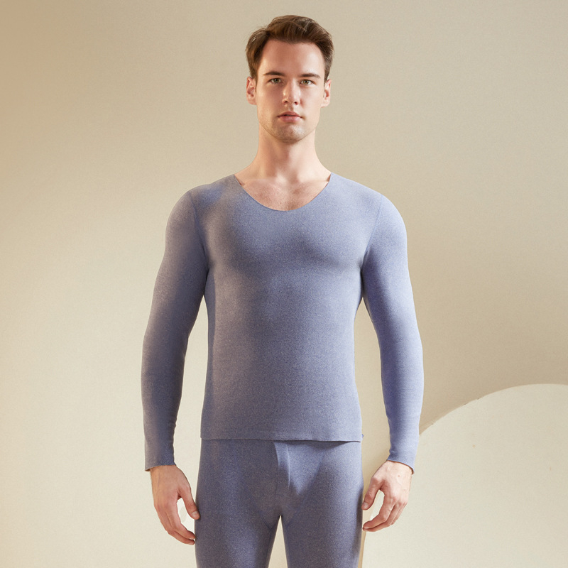Bezšivni termalni set donjeg i gornjeg od mulberry silk, debeo, unisex, okrugli vrat, dugi rukavi