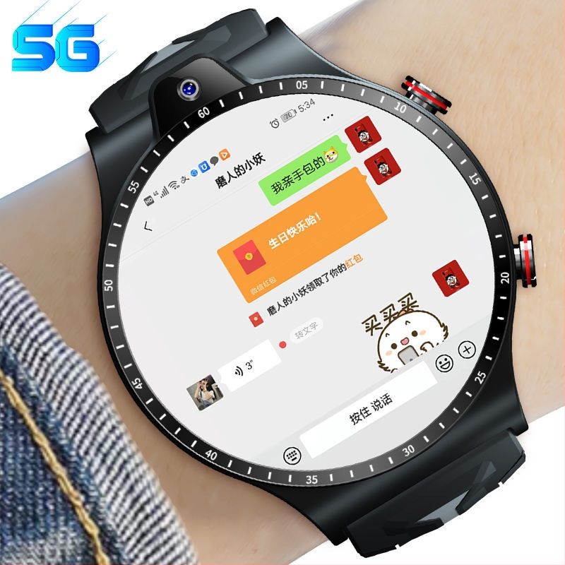 Έξυπνο ρολόι με Android που υποστηρίζει 5G, θύρα SIM, Wi-Fi, κυκλικό καντράν, κάμερα και παρακολούθηση ρυθμού καρδιάς