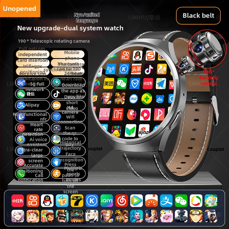 Έξυπνο ρολόι με Android που υποστηρίζει 5G, θύρα SIM, Wi-Fi, κυκλικό καντράν, κάμερα και παρακολούθηση ρυθμού καρδιάς