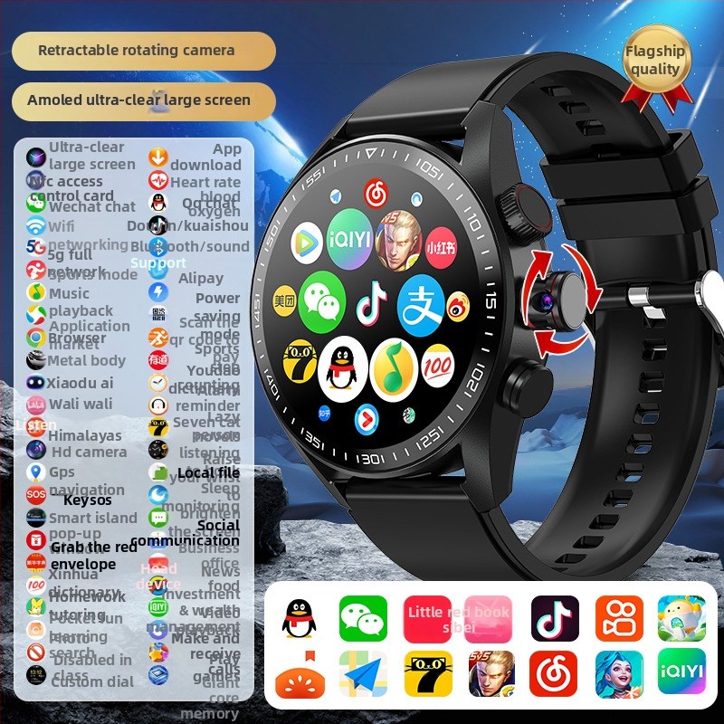 Έξυπνο ρολόι με Android που υποστηρίζει 5G, θύρα SIM, Wi-Fi, κυκλικό καντράν, κάμερα και παρακολούθηση ρυθμού καρδιάς