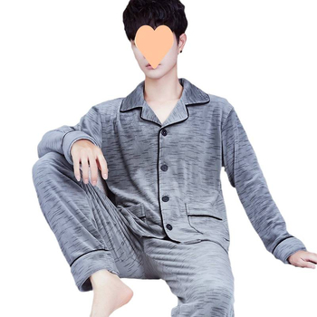 Vyrų dviejų dalių pižama komplektas iš Half-Side Fleece, Extra Thick 301-350 g/m², ilgomis rankovėmis, ilgomis kelnėmis, žiema