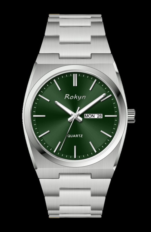 Īpaši plāni luksusa vīriešu pulkstenis, kvarca kustība, 30 m ūdensizturība, dubults kalendārs ar nedēļas dienas rādītāju, korpuss un siksna no nerūsējoša tērauda