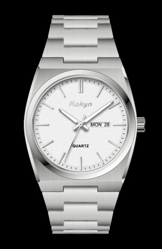 Īpaši plāni luksusa vīriešu pulkstenis, kvarca kustība, 30 m ūdensizturība, dubults kalendārs ar nedēļas dienas rādītāju, korpuss un siksna no nerūsējoša tērauda