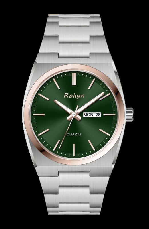 Īpaši plāni luksusa vīriešu pulkstenis, kvarca kustība, 30 m ūdensizturība, dubults kalendārs ar nedēļas dienas rādītāju, korpuss un siksna no nerūsējoša tērauda