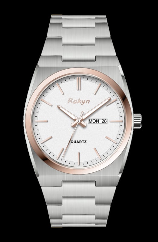 Īpaši plāni luksusa vīriešu pulkstenis, kvarca kustība, 30 m ūdensizturība, dubults kalendārs ar nedēļas dienas rādītāju, korpuss un siksna no nerūsējoša tērauda