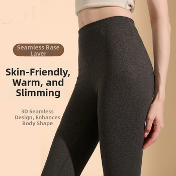 Moterų termo leginsai su aukšta juosmeniu, klubų pakėlimas, be siūlių, su veliūrine apdaila, pavasario–rudens laikotarpiui, vidaus ar išorės dėvėjimui
