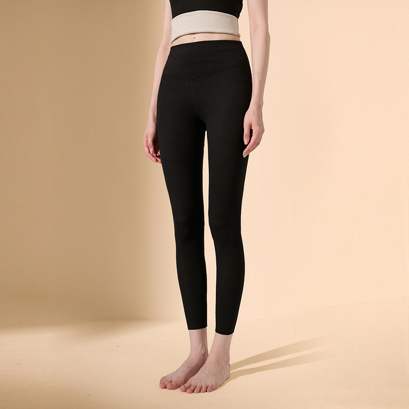 Moterų termo leginsai su aukšta juosmeniu, klubų pakėlimas, be siūlių, su veliūrine apdaila, pavasario–rudens laikotarpiui, vidaus ar išorės dėvėjimui