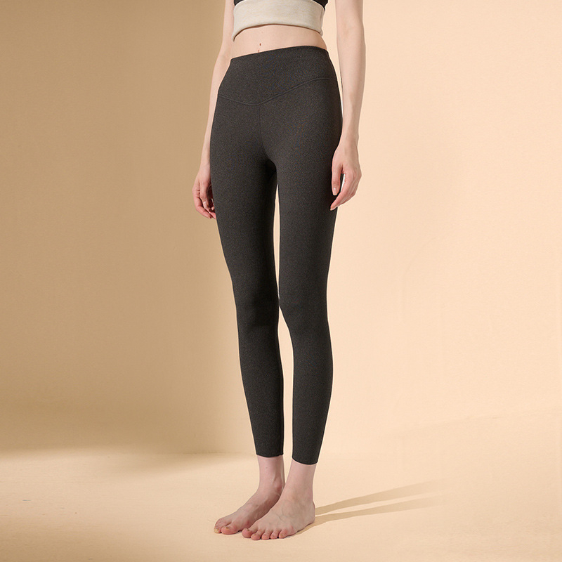 Moterų termo leginsai su aukšta juosmeniu, klubų pakėlimas, be siūlių, su veliūrine apdaila, pavasario–rudens laikotarpiui, vidaus ar išorės dėvėjimui