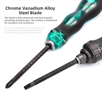 Σετ κατσαβιδιών διπλής κεφαλής με επεκτεινόμενη μικρή κατσαβίδα, Phillips/πλάγια και Torx, ρυθμιζόμενος μηχανισμός; CR-V ατσάλι, μαγνητικό, χωρίς μόνωση, λαβή PP, βάρος 0.1