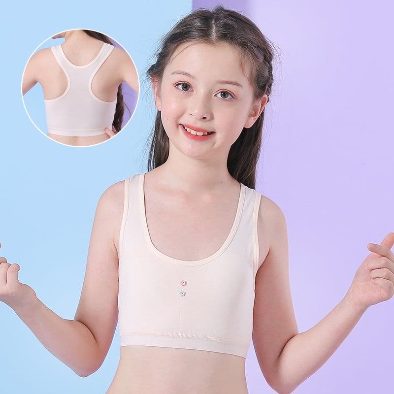 Pánt nélküli pamut melltartó tiniknek — lélegző, nedvességfelszívó, kényelmes; teljes kosár, vékony formázott kosár, 95% pamut