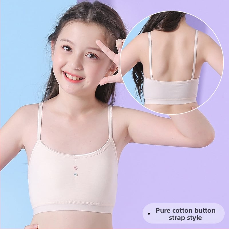 Pánt nélküli pamut melltartó tiniknek — lélegző, nedvességfelszívó, kényelmes; teljes kosár, vékony formázott kosár, 95% pamut