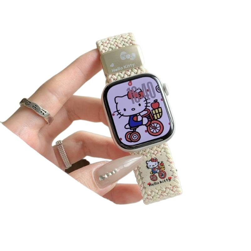 Nylonový pletený remienok pre Apple Watch s magnetickou sponou — kompatibilný s Apple Watch S10, veľkosť rozhrania nastaviteľná