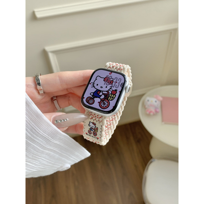 Nylonový pletený remienok pre Apple Watch s magnetickou sponou — kompatibilný s Apple Watch S10, veľkosť rozhrania nastaviteľná