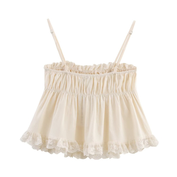 PB&ZA Женски костюм с бродерия, презрамки и шорти, без ръкави, 3/4 дължина панталон, памук-полиестер, лято 2025