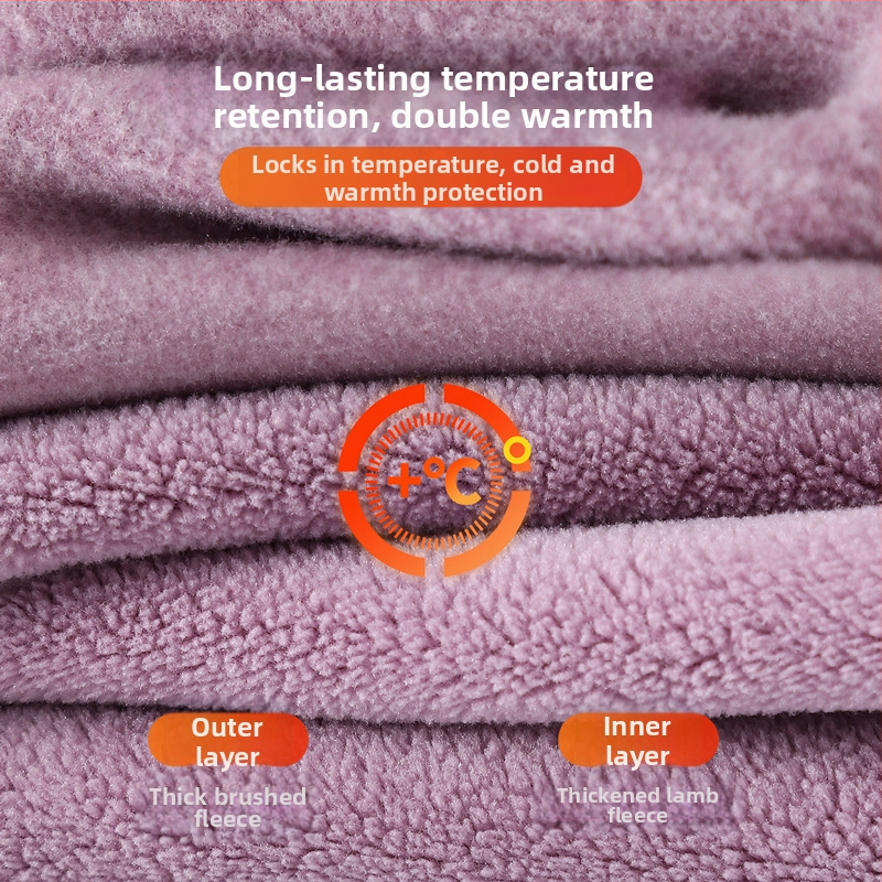 Set termic feminin din catifea vulcanică — căptușit cu fleece, ultradens, bluza cu guler rotund și mâneci lungi + pantaloni, 90–95% poliester