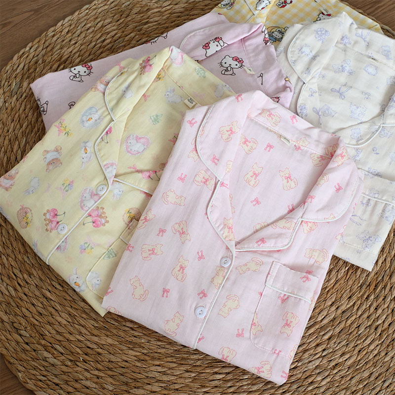 Set de pijamale din 100% bumbac, țesătură respirabilă din bumbac, top cu mânecă lungă și pantaloni, confort primăvară-vară