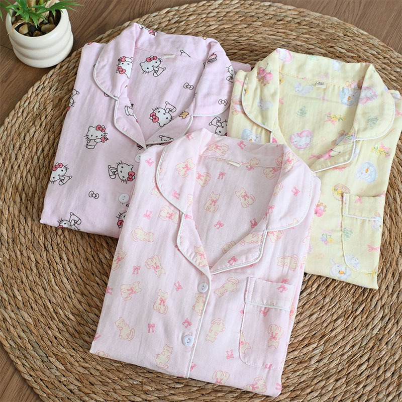 Set de pijamale din 100% bumbac, țesătură respirabilă din bumbac, top cu mânecă lungă și pantaloni, confort primăvară-vară