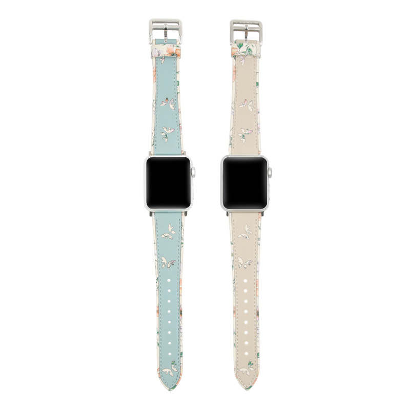 Kožna narukvica za Apple Watch s motivom leptira za Series 6–8, 18 mm