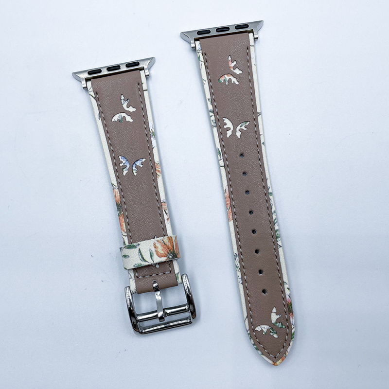 Kožna narukvica za Apple Watch s motivom leptira za Series 6–8, 18 mm